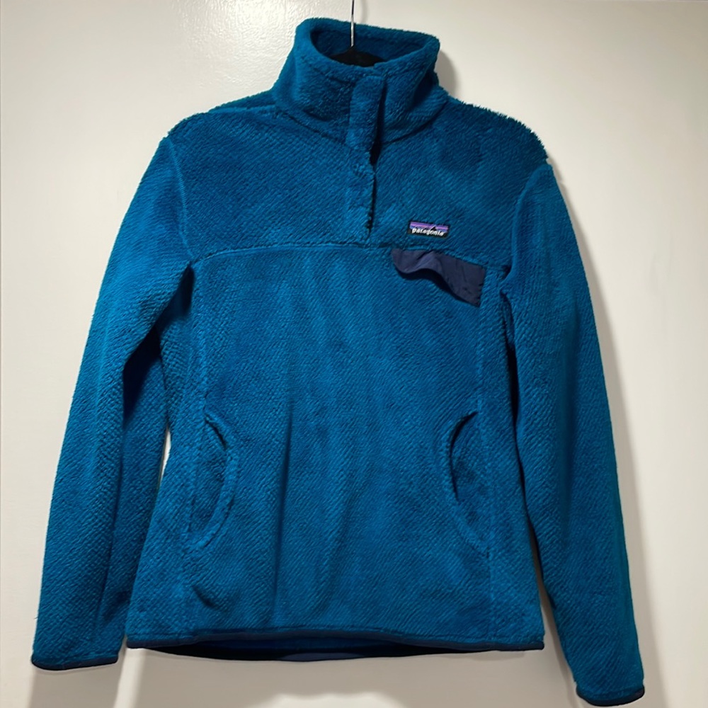 Patagonia Womens Re-Tool Snap Fleece Pullover Jacket medium blue